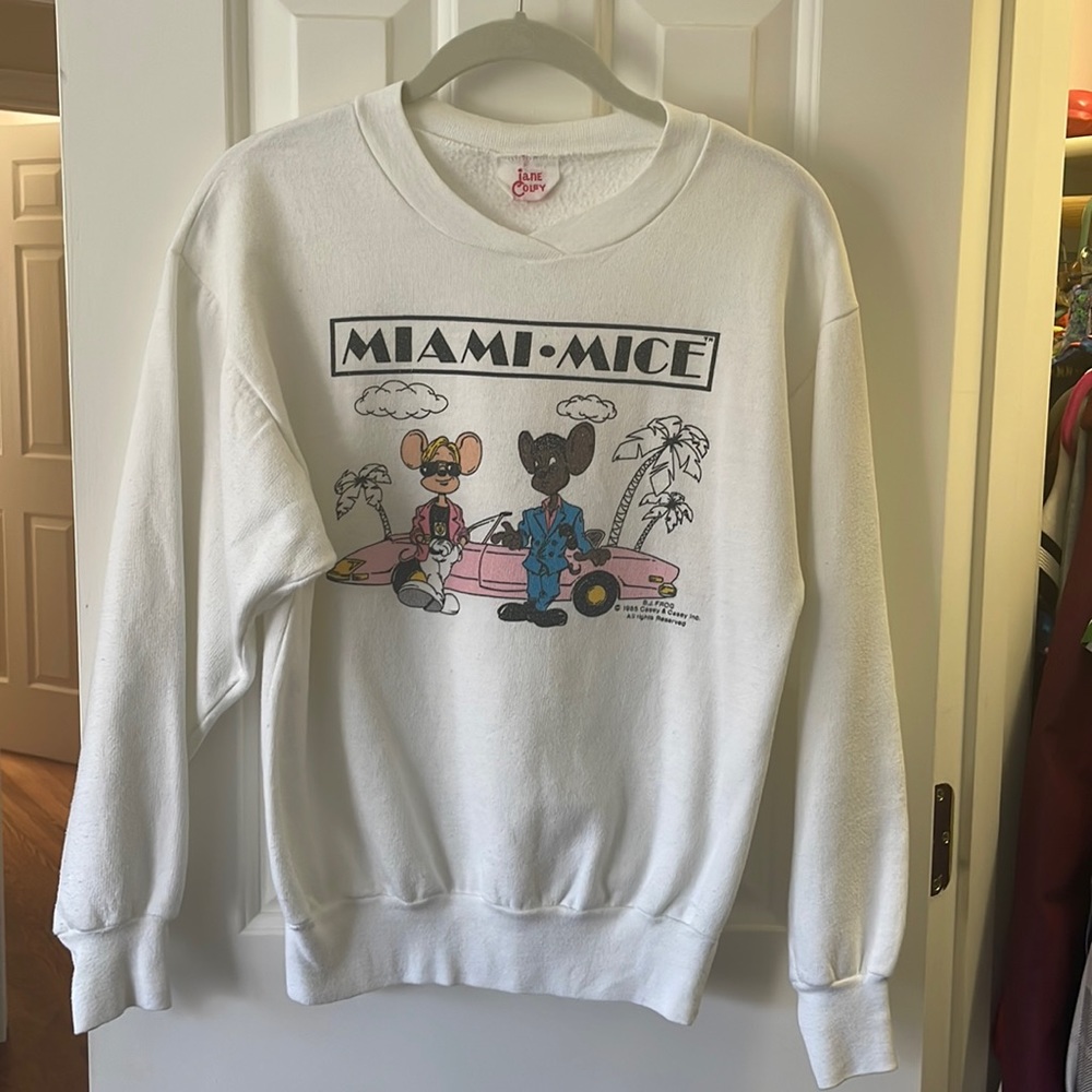 VINTAGE Jane Colby Miami Mice Sweatshirt Size Small - Picture 1 of 5